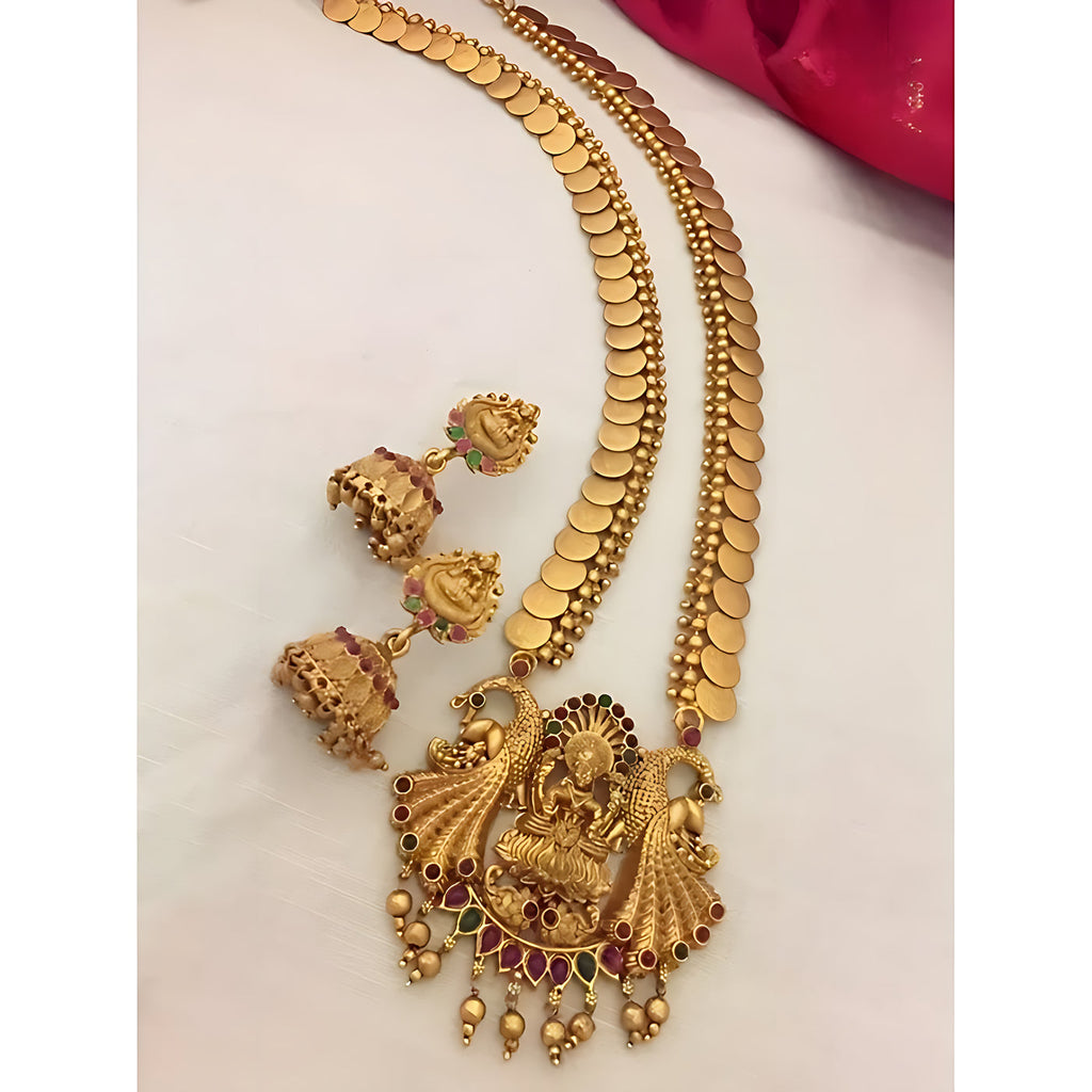 Jewel City Elegant Gold Jewelry Set: Necklace and Earrings with Pearls and Gemstones