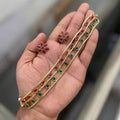 Jewel City Traditional Handcrafted Gold-Plated Red & Green Stone Choker Necklace Set – Ethnic Jewelry