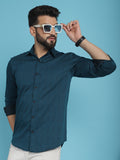Indian Needle Men's Woven Design Casual Shirt - Peacock