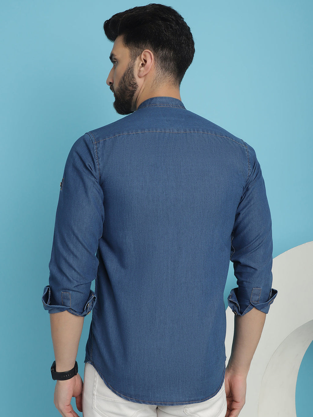 Indian Needle Men's Denim Casual Shirt - Blue