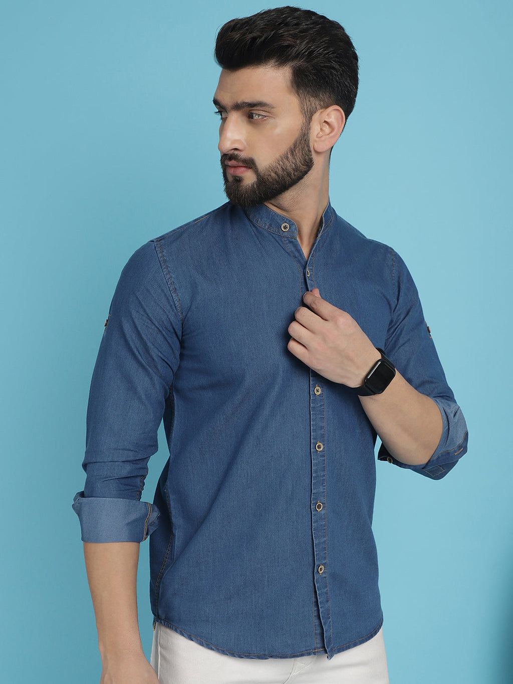 Indian Needle Men's Denim Casual Shirt - Blue
