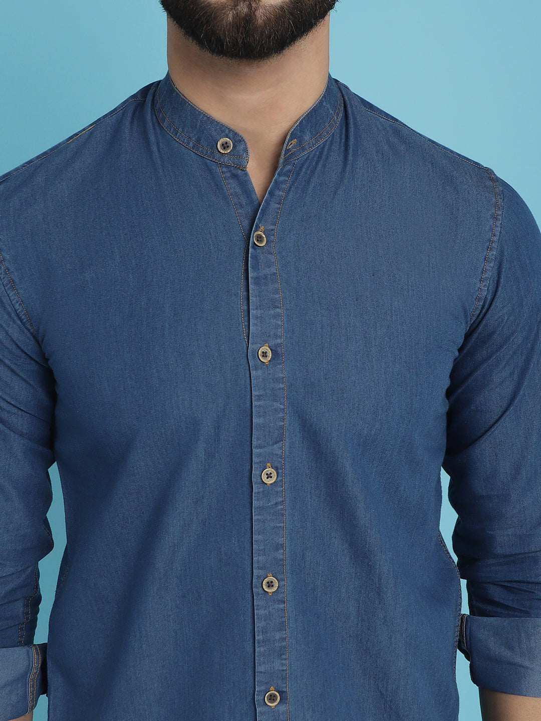 Indian Needle Men's Denim Casual Shirt - Blue