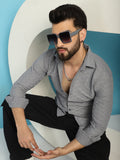 Indian Needle Men's Woven Design Casual Shirt - Light-Grey
