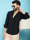 Indian Needle Men's Self Design Casual Shirt - Black