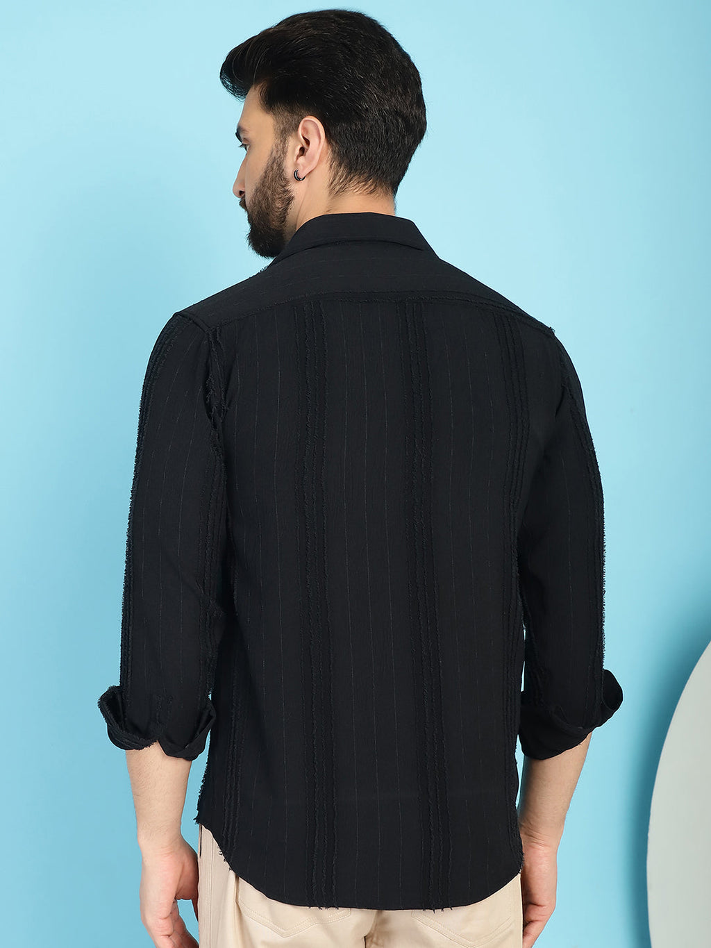 Indian Needle Men's Self Design Casual Shirt - Black