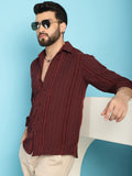 Indian Needle Men's Self Design Casual Shirt - Brown