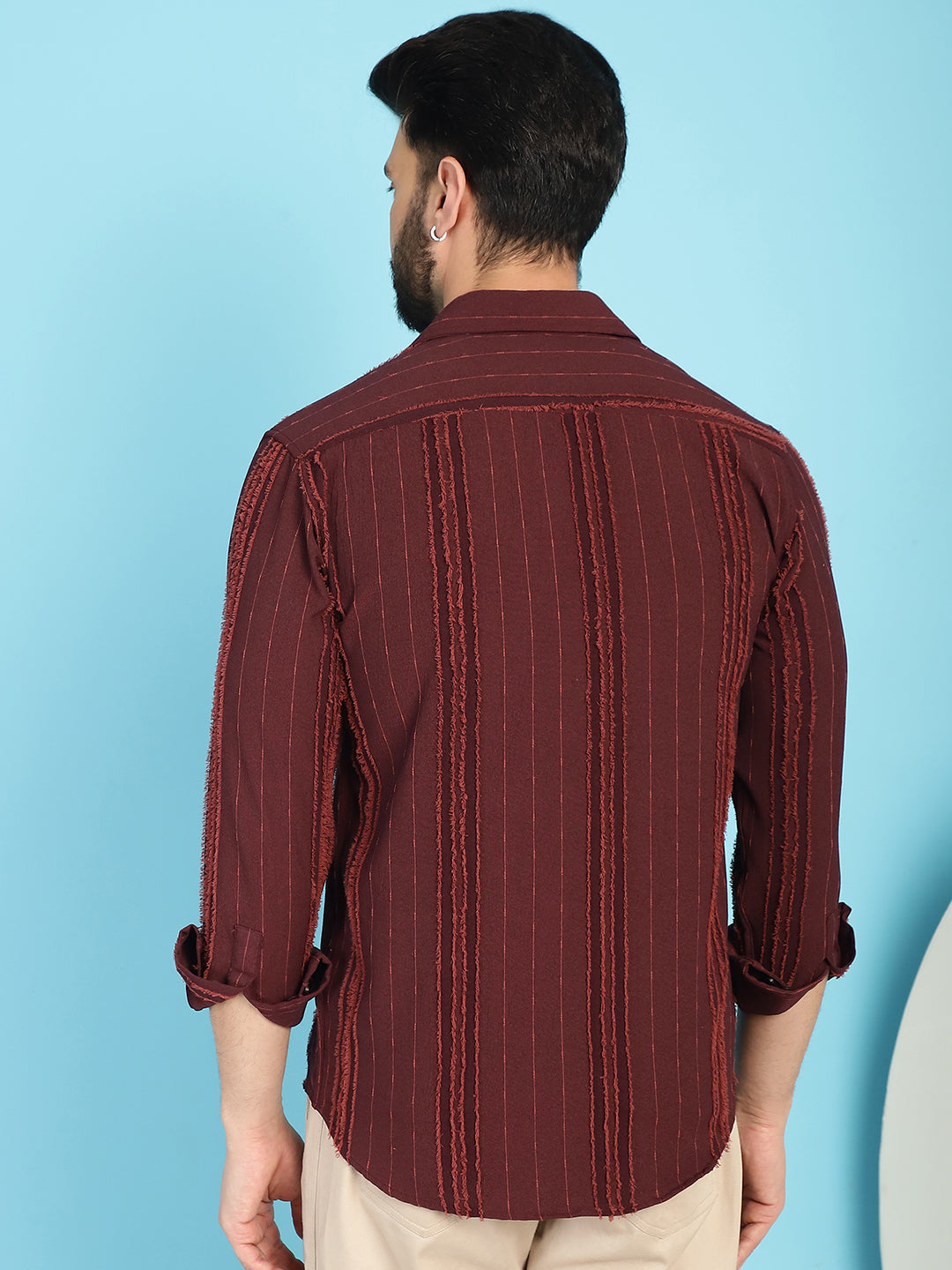 Indian Needle Men's Self Design Casual Shirt - Brown