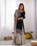 Teeya Creation Black Color Faux Georgette Heavy Embroidery Work Pakistani Fully Stitched Salwar Suit