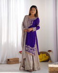 Teeya Creation Purple Color Faux Georgette Heavy Embroidery Work Pakistani Fully Stitched Salwar Suit