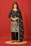 Teeya Creation Black Color Chinnon Silk Heavy Embroidery Work Fully Stitched Salwar Suit