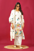 Teeya Creation White Color Chinnon Silk Heavy Embroidery Work Fully Stitched Salwar Suit