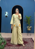 Teeya Creation Cream Color Shimmer Silk Embroidery Work Fully Stitched Co-Ord Set