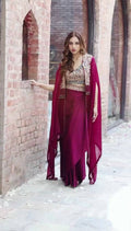 Teeya Creation Rani Color Faux Georgette Heavy Embroidery Work Fully Stitched Shrug Set