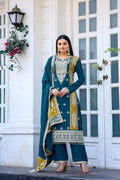 Teeya Creation Teal Color Chinon Silk Heavy Work Fully Stitched Pakistani Salwar Suit