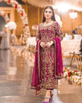 Teeya Creation Rani Color Faux Georgette Heavy Work Fully Stitched Pakistani Salwar Suit