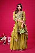 Teeya Creation Olive Color Faux Georgette Heavy Embroidery Work Pakistani Fully Stitched Salwar Suit