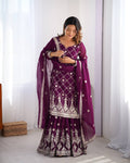Teeya Creation Wine Color Faux Georgette Embroidery Work Fully Stitched Salwar Suit