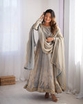 Teeya Creation Grey Color Fendy Silk Embroidery Work Fully Stitched Gown