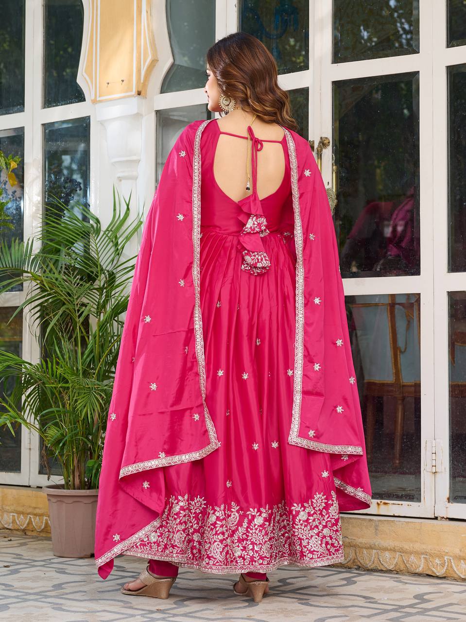 Teeya Creation Rani Color American Silk Embroidery Work Fully Stitched Gown