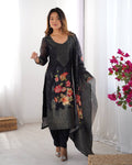 Teeya Creation Black Color Chanderi Silk Embroidery Work Fully Stitched Pakistani Suit