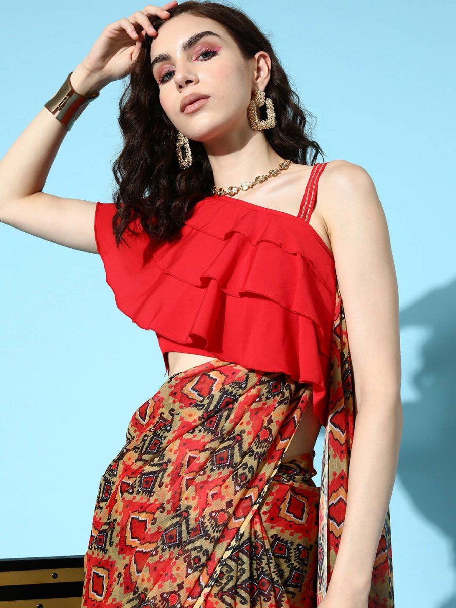 Ahalyaa Women's Traditional wear Saree - Red