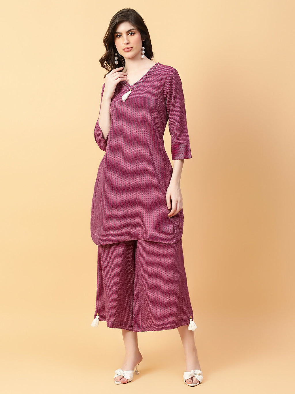Joban Fashion Purple Cotton Khatha & Hand Work Co-ord Set