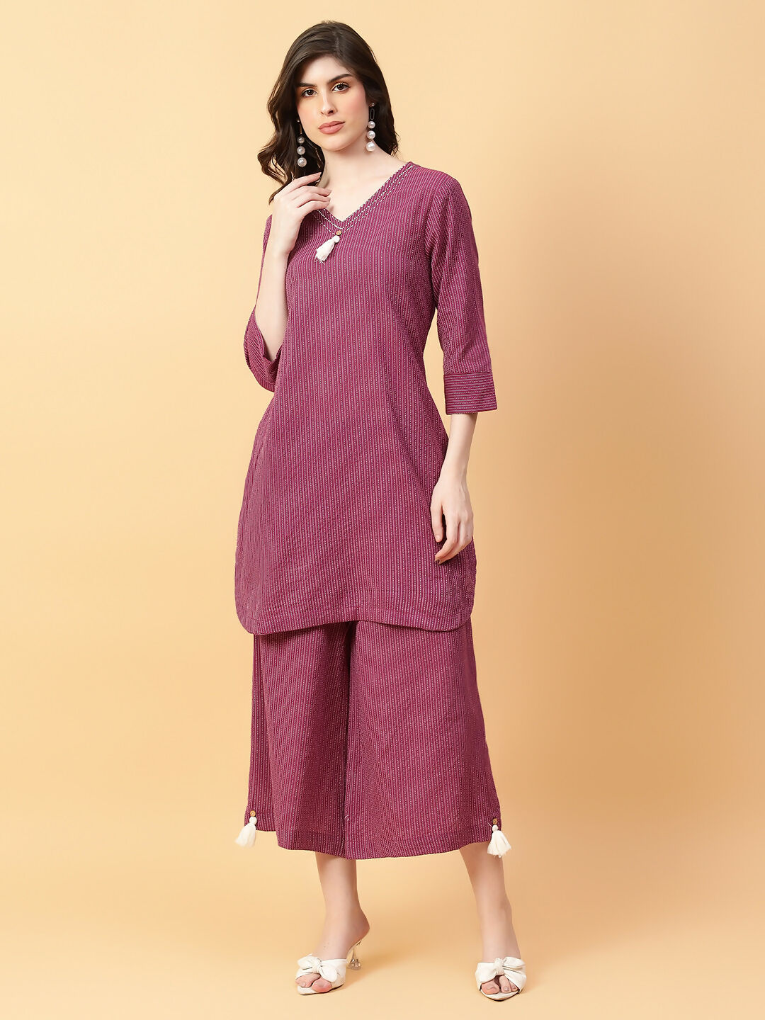 Joban Fashion Purple Cotton Khatha & Hand Work Co-ord Set