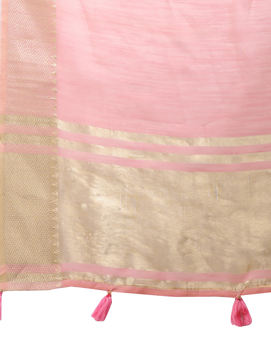 Shree Shyam Fashion Pink Cotton Woven Zari Work Traditional Tassel Saree
