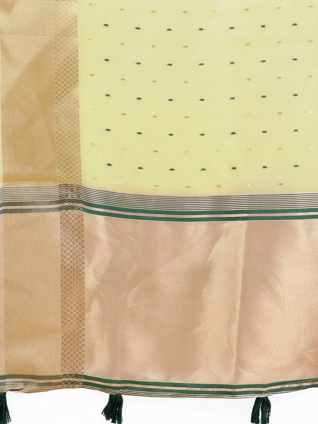 Shree Shyam Fashion Light Green Gold Organza Silk Saree - Lightweight Luxury for Your Ethnic Moments
