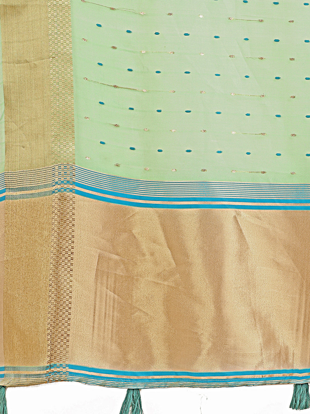 Shree Shyam Fashion Green Gold Organza Silk Saree - Lightweight Luxury for Your Ethnic Moments