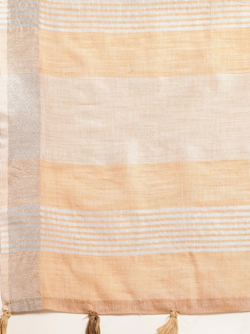 Shree Shyam Fashion Elegant Tan Woven Linen Saree with Contrast Zari Border & Tassels - Soft & Breathable Party Wear