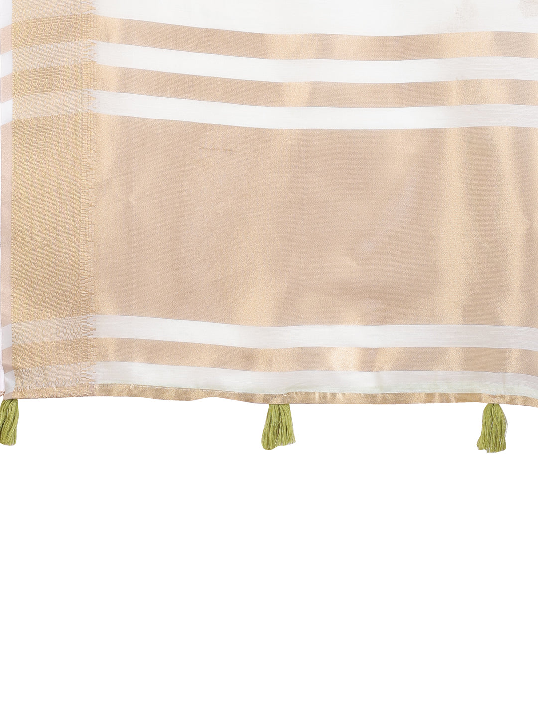 Shree Shyam Fashion Elegant Light Green Woven Linen Saree with Contrast Zari Border & Tassels - Soft & Breathable Party Wear
