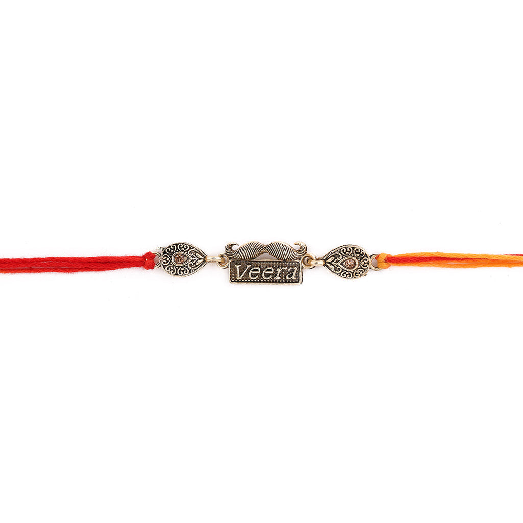 trueBrowns X Voylla Antique Designer Veera Rakhi With Roli Chaawal Pack