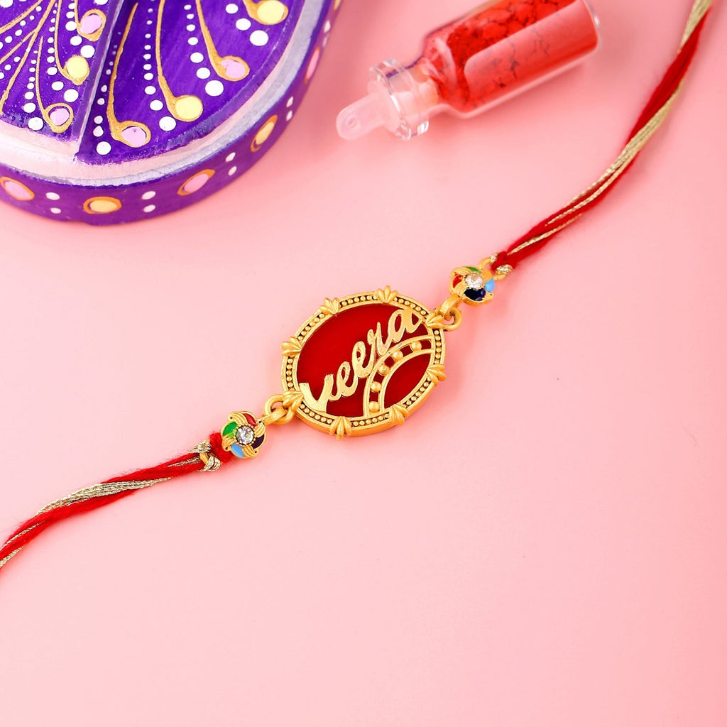 trueBrowns X Voylla Designer Veera Enameled Rakhi With Roli Chaawal Pack
