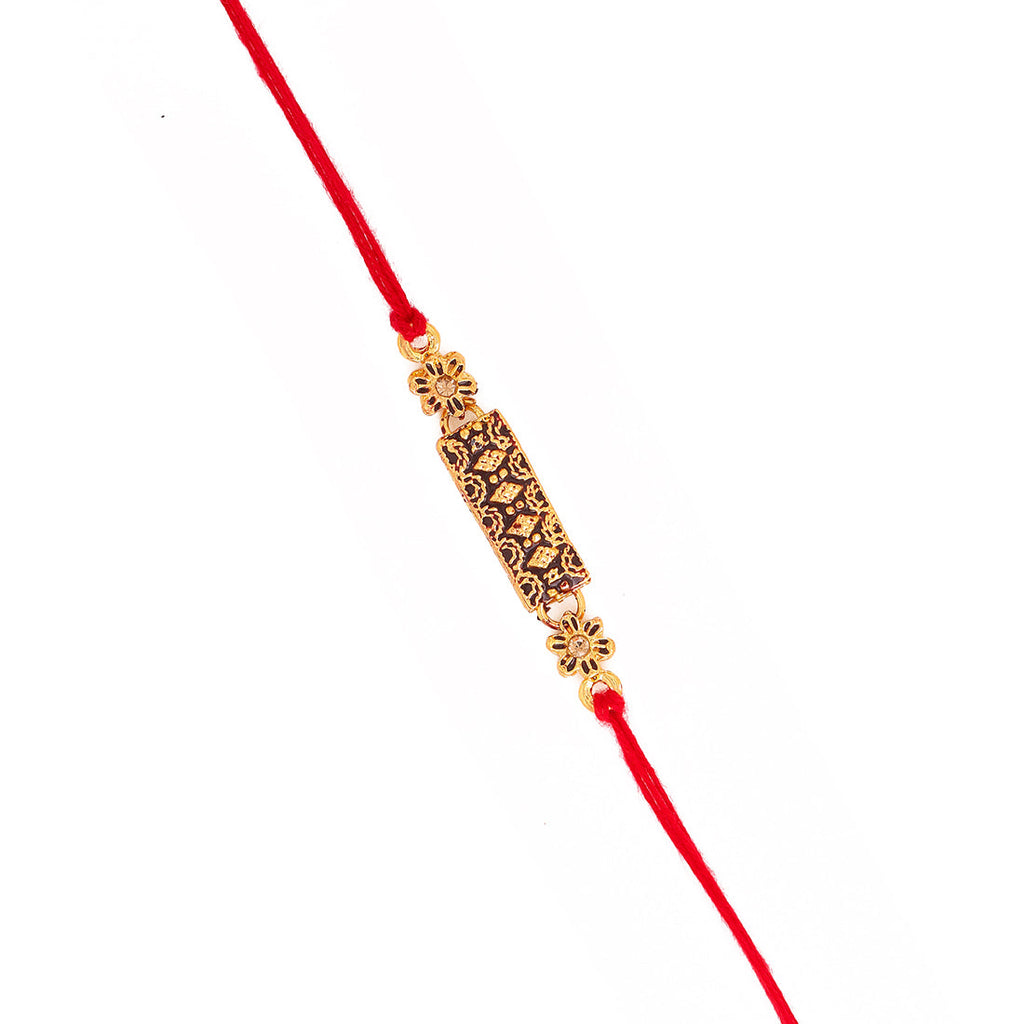 trueBrowns X Voylla Antique Floral Designer Rakhi With Roli Chaawal Pack
