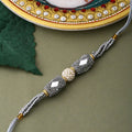 trueBrowns X Voylla Silver Beaded Rakhi With Roli Chaawal Pack