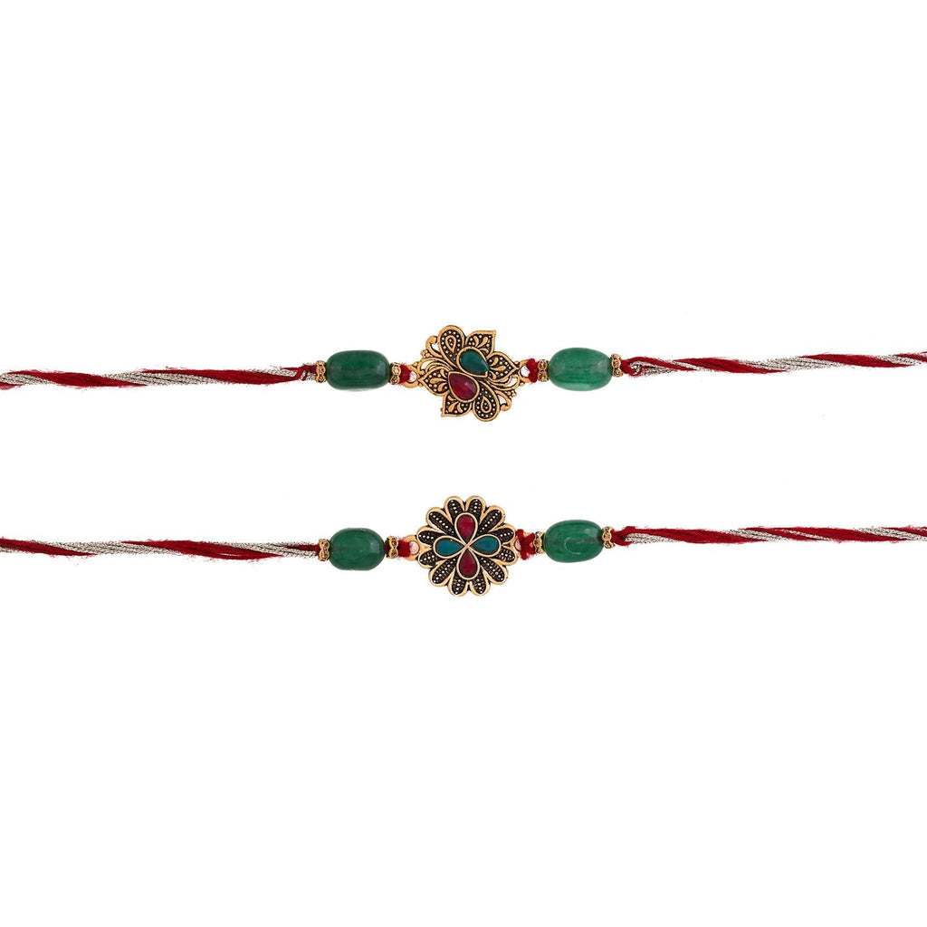 trueBrowns X Voylla Graceful Set of Two Rakhis With Roli Chaawal Pack