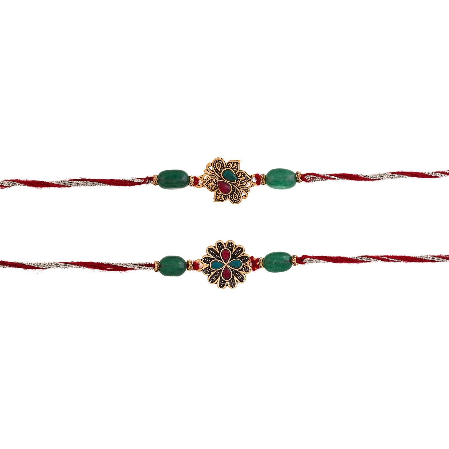 trueBrowns X Voylla Graceful Set of Two Rakhis With Roli Chaawal Pack