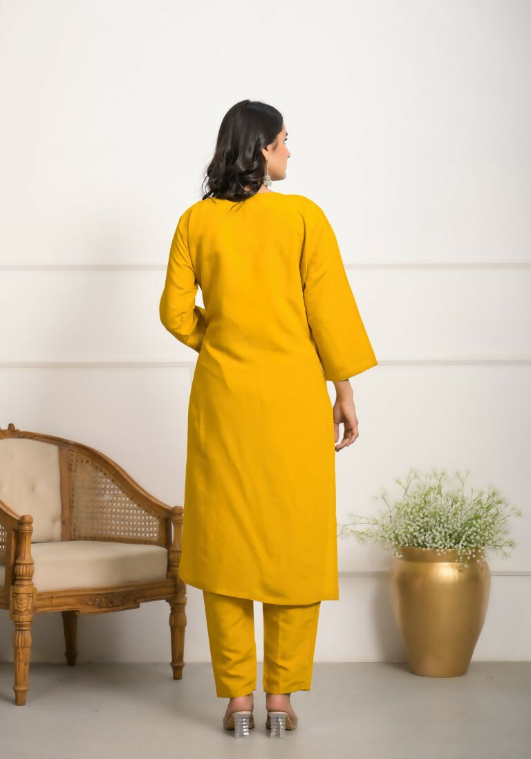 Festive Wear Ethnic YellowViscose Chanderi Stitched Suit With Dupatta - Tanisha