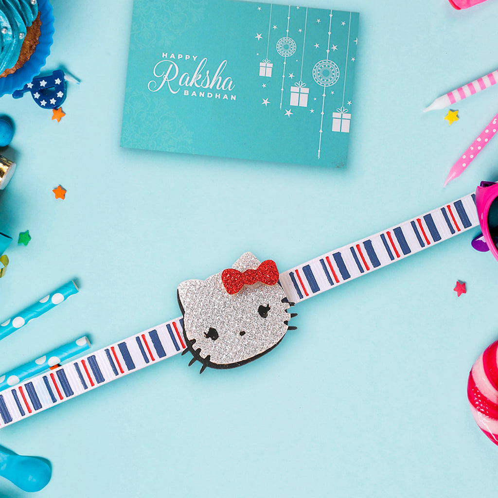 trueBrowns X Voylla Adorable Kitty Kids Rakhi With Roli Chaawal Pack