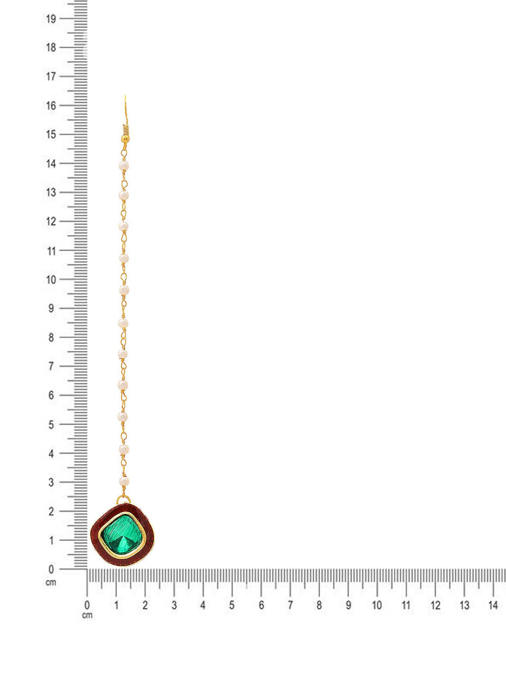 Ruby Raang Green and Red Meenakari Kundan Maang tikka