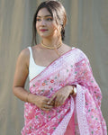 Vamsee Pink Organza Saree