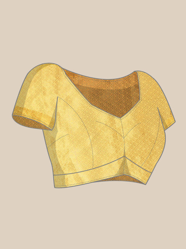 Yellow Tissue Silk Woven Zari Design Floral Saree with Unstitched Blouse - Hiral Fashion
