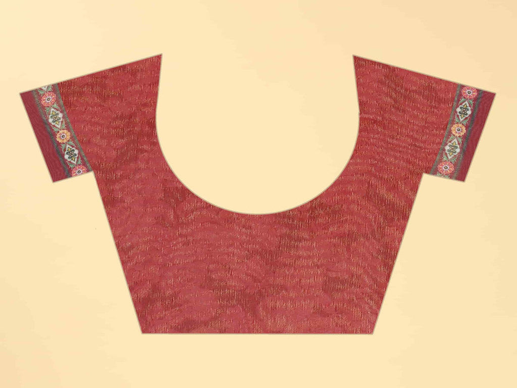 Multicolor Cotton Blend Printed Floral Saree with Unstitched Blouse - Hiral Fashion