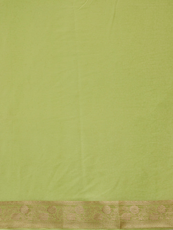 Green Pure Viscose Chinon Zari Woven Solid Saree with Unstitched Blouse - Hiral Fashion