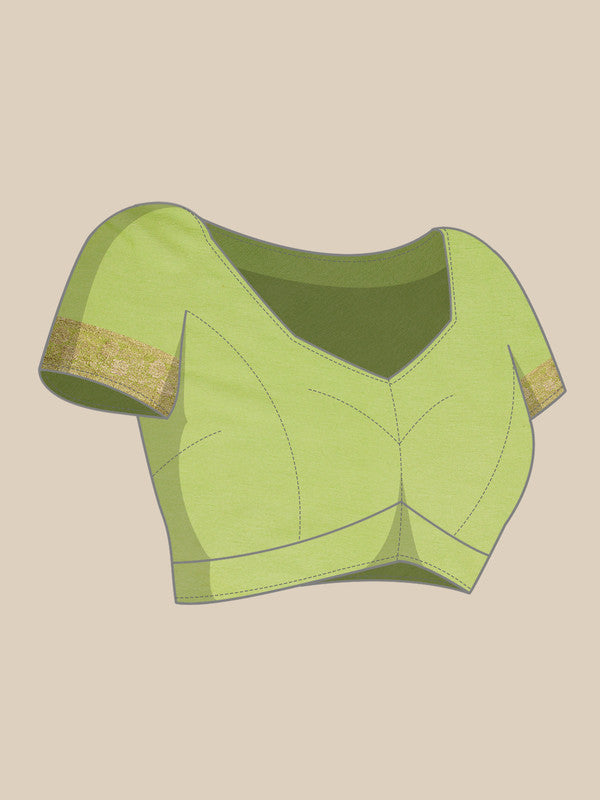 Green Pure Viscose Chinon Zari Woven Solid Saree with Unstitched Blouse - Hiral Fashion