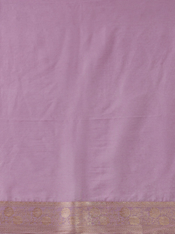 Purple Pure Viscose Chinon Zari Woven Solid Saree with Unstitched Blouse - Hiral Fashion