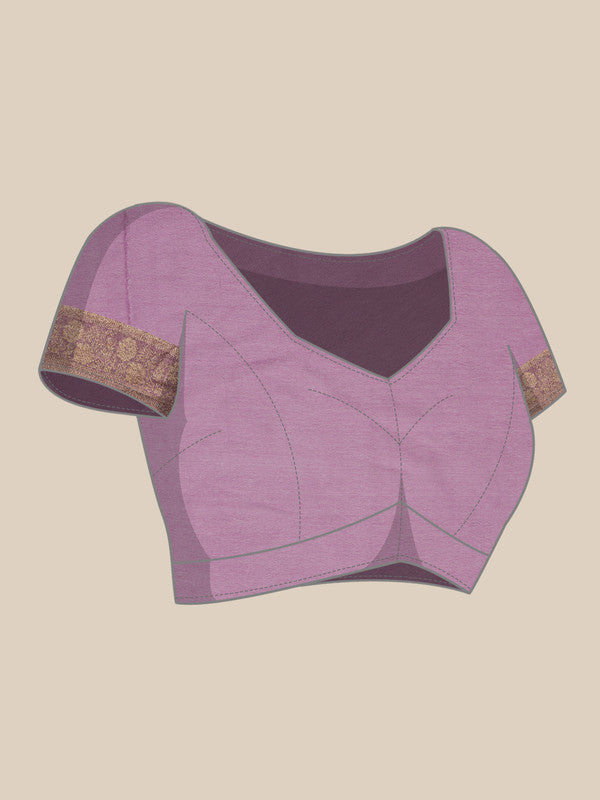 Purple Pure Viscose Chinon Zari Woven Solid Saree with Unstitched Blouse - Hiral Fashion