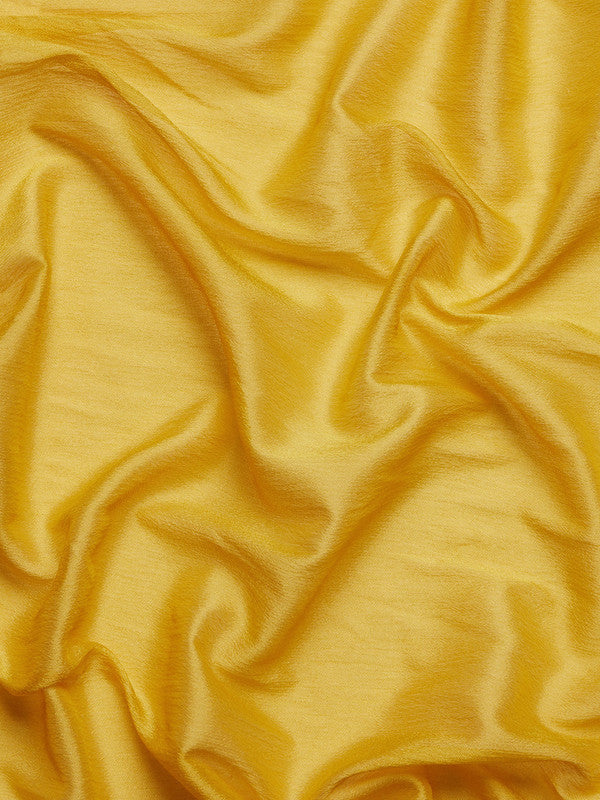 Yellow Pure Viscose Chinon Zari Woven Solid Saree with Unstitched Blouse - Hiral Fashion