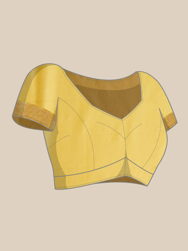 Yellow Pure Viscose Chinon Zari Woven Solid Saree with Unstitched Blouse - Hiral Fashion